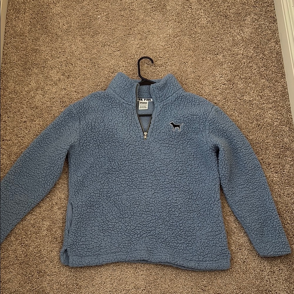 Pink Victoria's Secret Blue Sherpa Pullover